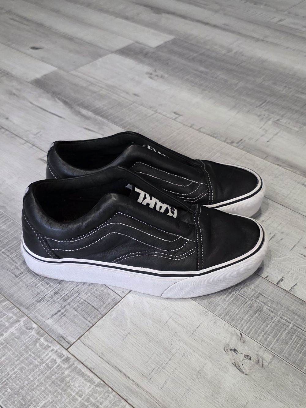 Karl Lagerfeld x Vans Black Platform Slip-On Sneakers - Picture 2 of 7